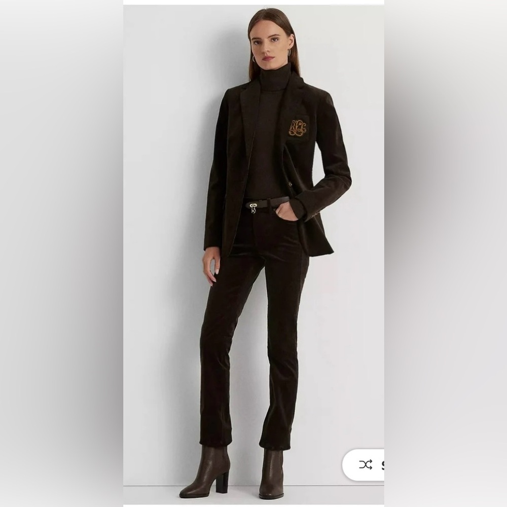 🆕 Ralph Lauren BROWN Women's Corduroy Mid-Rise Straight Pants. 14. NWT